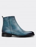 Blue Leather Boots