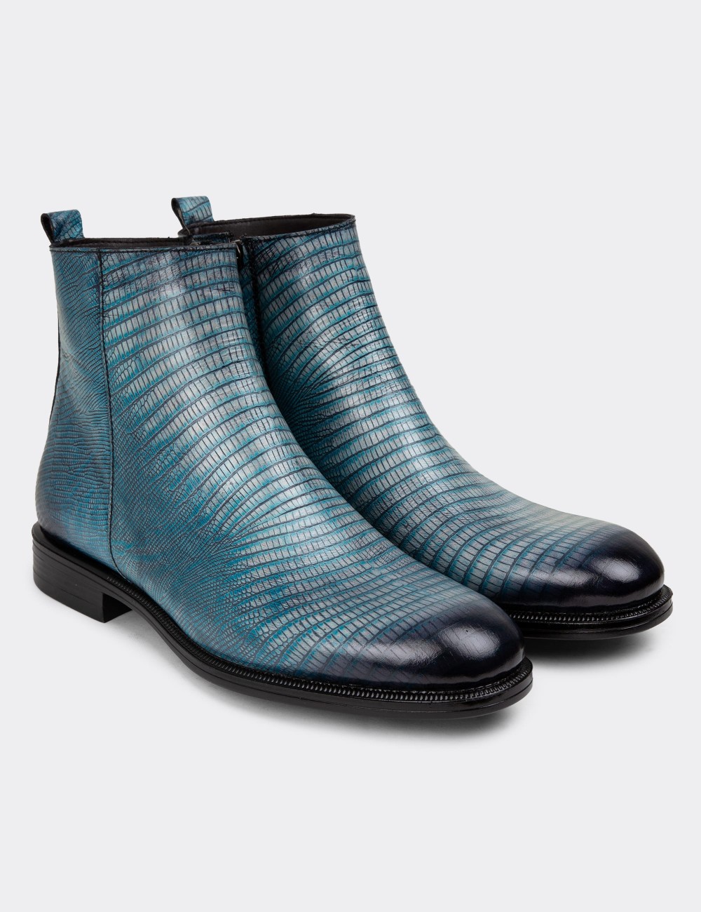 Blue Leather Boots - 01921MMVIC01