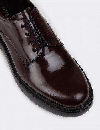 Burgundy Leather Lace-up Shoes - 01934MBRDE01