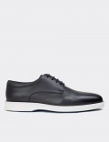 Gray Leather Lace-up Shoes
