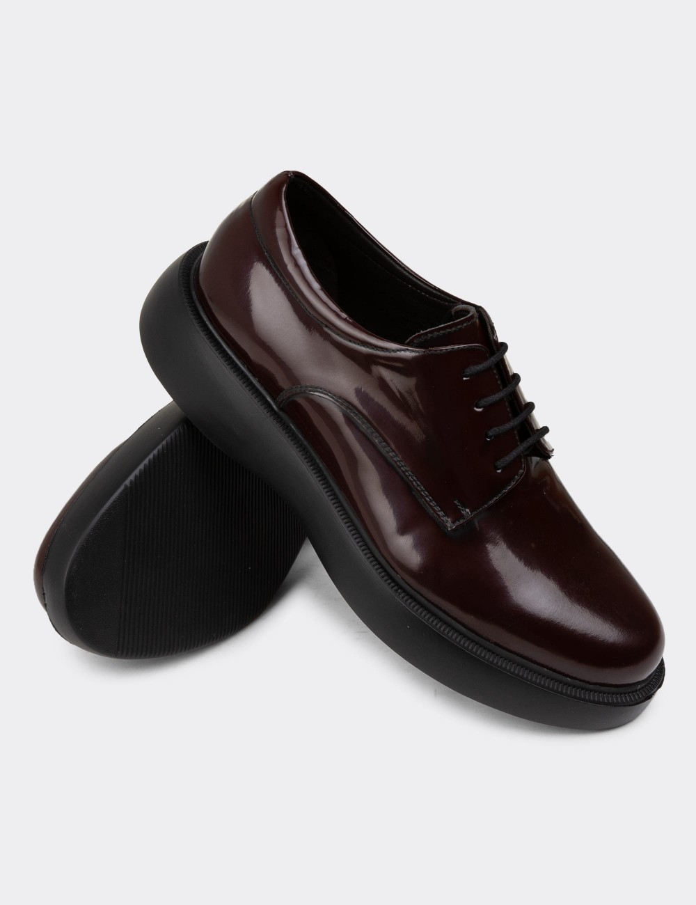 Burgundy Leather Lace-up Shoes - 01934MBRDE01