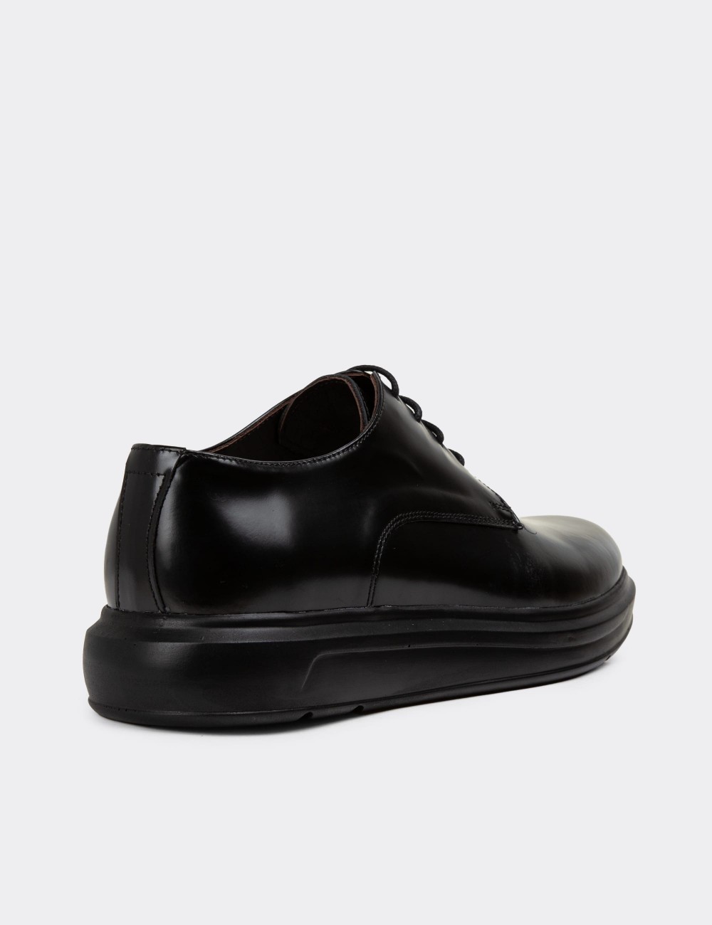 Black Leather Lace-up Shoes - 01932MSYHP01