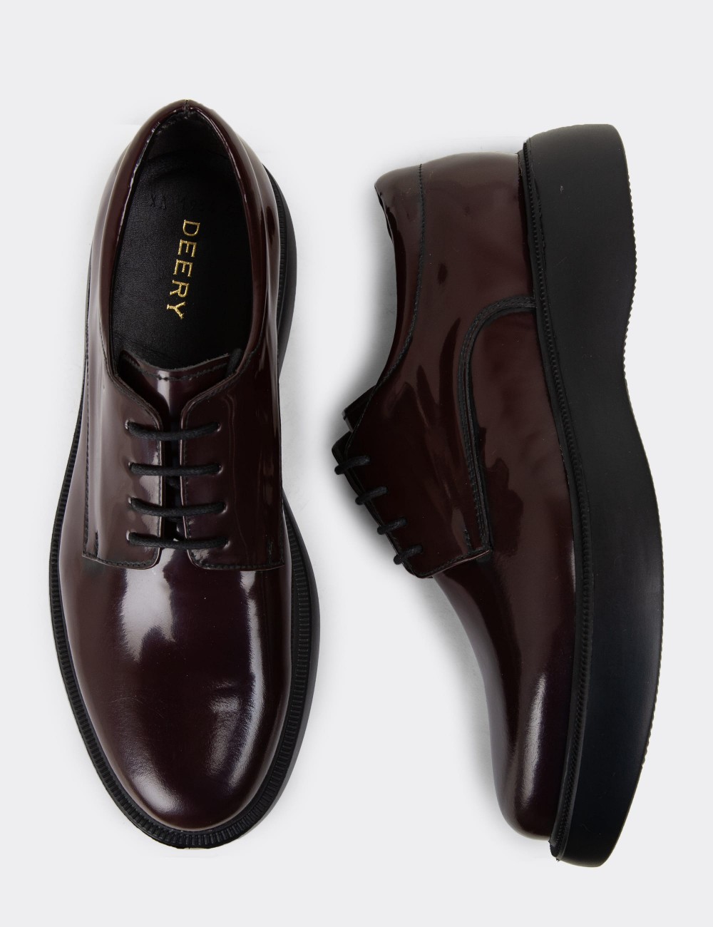 Burgundy Leather Lace-up Shoes - 01934MBRDE01