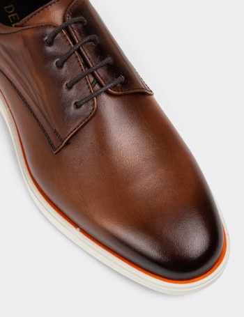 Brown Leather Lace-up Shoes - 01934MKHVC08