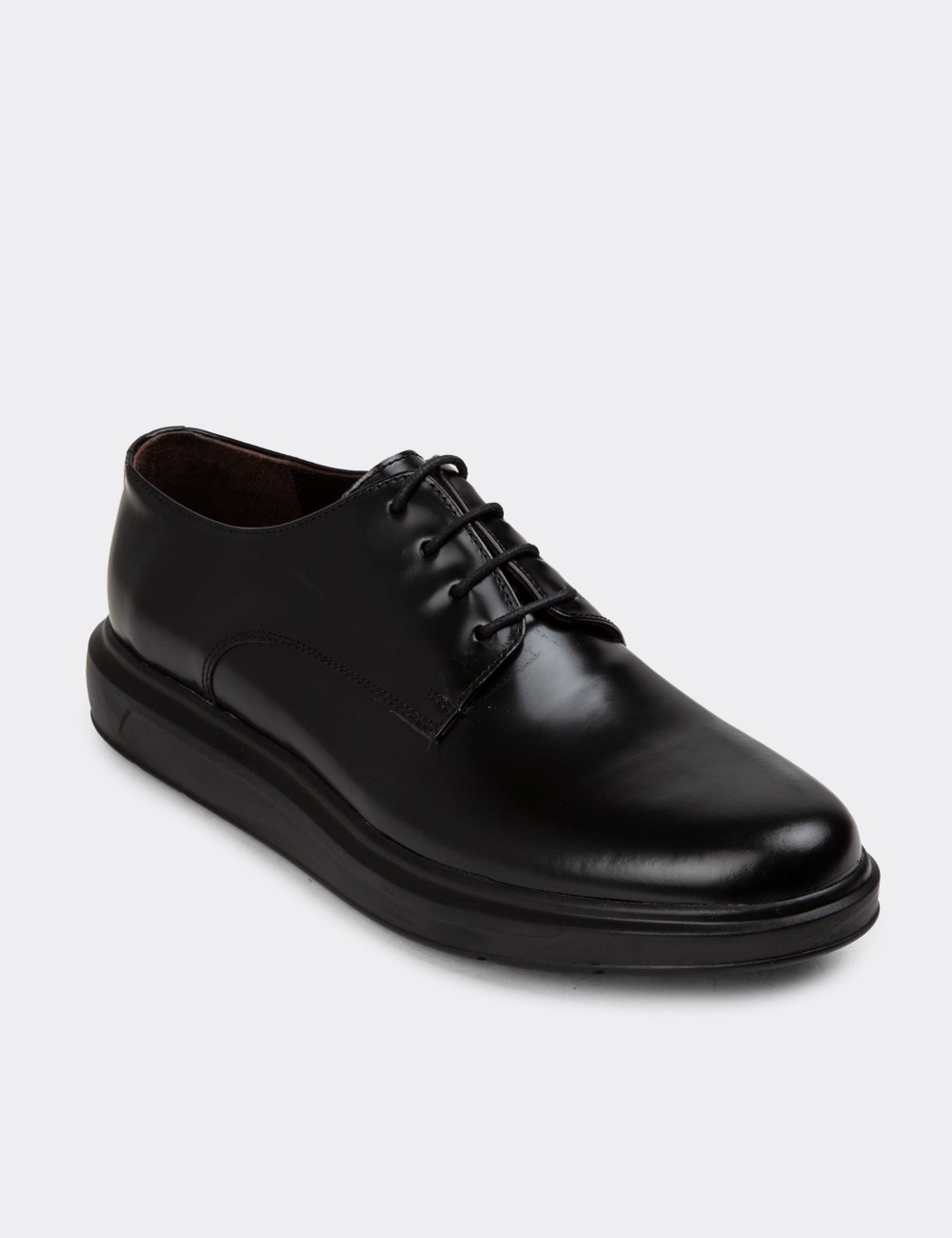 Black Leather Lace-up Shoes - 01932MSYHP01