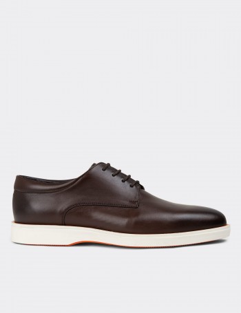 Brown Leather Lace-up Shoes - 01934MKHVC09