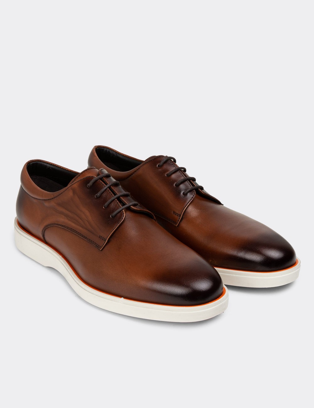 Brown Leather Lace-up Shoes - 01934MKHVC08