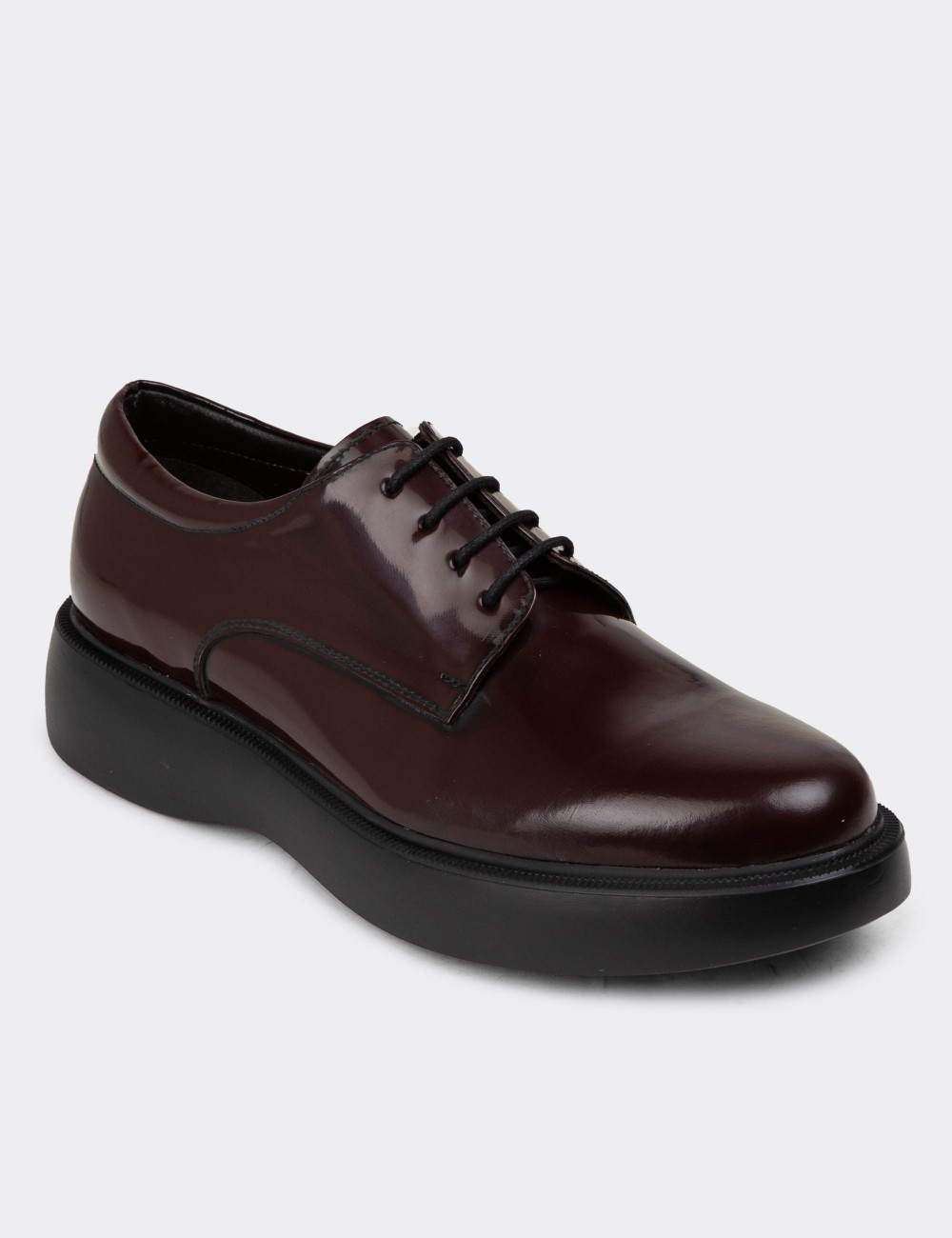 Burgundy Leather Lace-up Shoes - 01934MBRDE01