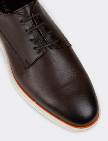 Brown Leather Lace-up Shoes - 01934MKHVC09