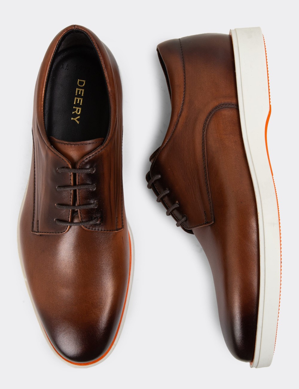 Brown Leather Lace-up Shoes - 01934MKHVC08