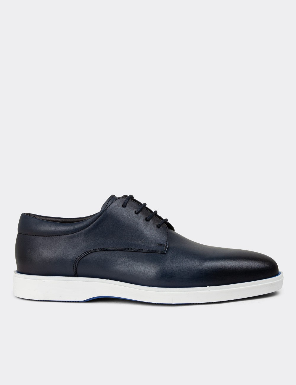 Navy Leather Lace-up Shoes - 01934MLCVC02