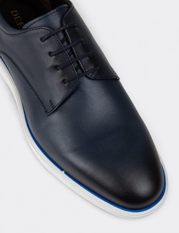 Navy Leather Lace-up Shoes - 01934MLCVC02