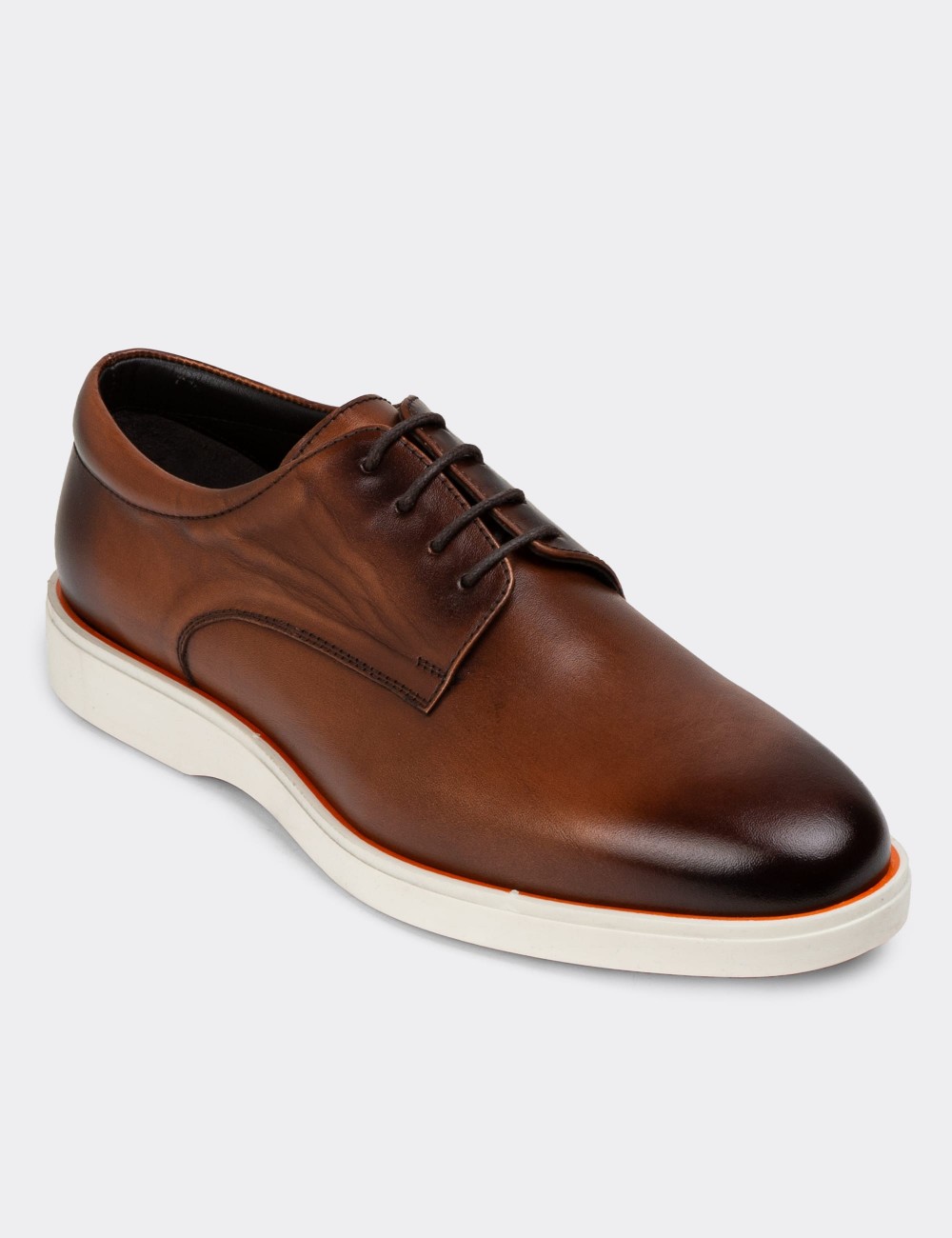 Brown Leather Lace-up Shoes - 01934MKHVC08