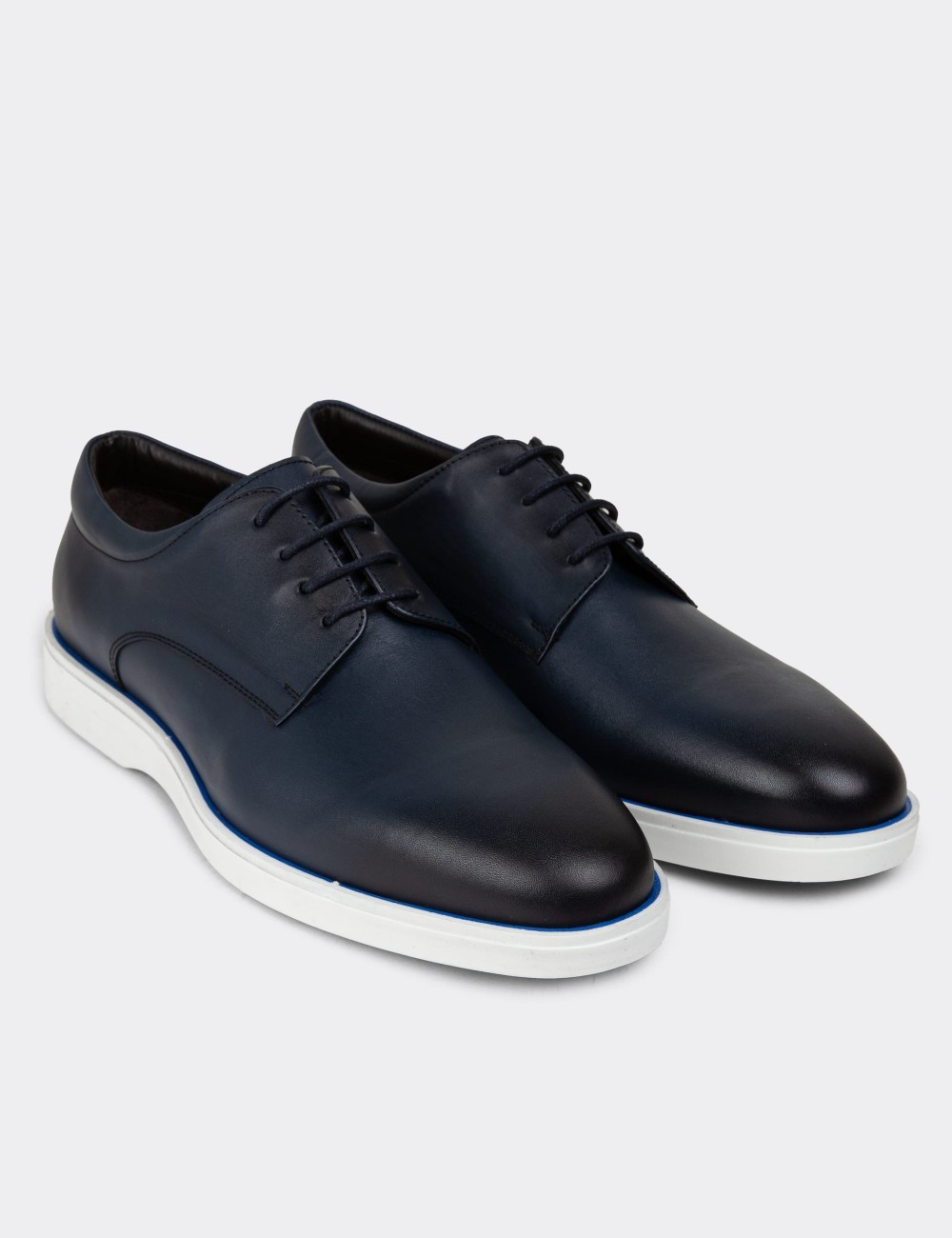 Navy Leather Lace-up Shoes - 01934MLCVC02