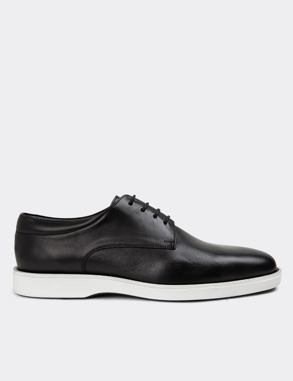 Black Leather Lace-up Shoes - 01934MSYHC04