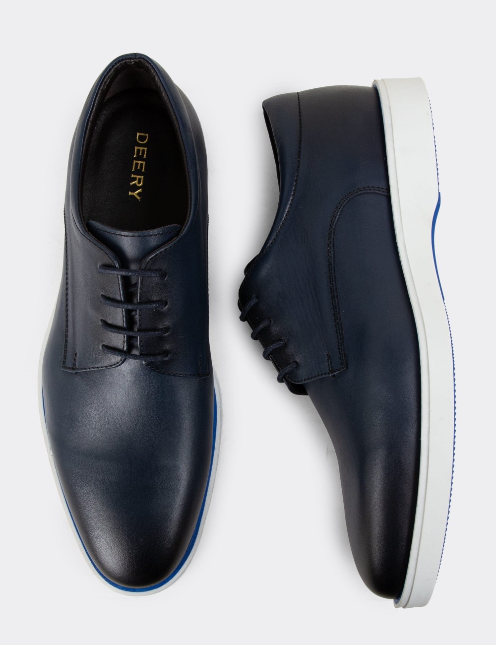 Navy Leather Lace-up Shoes - 01934MLCVC02