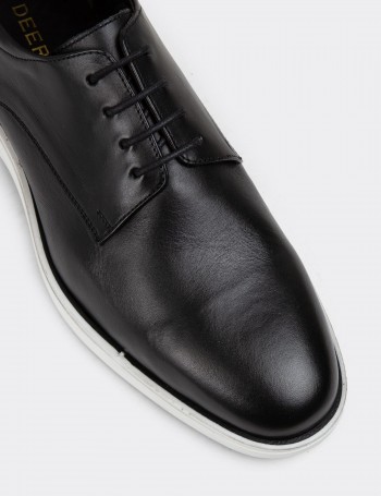 Black Leather Lace-up Shoes - 01934MSYHC04