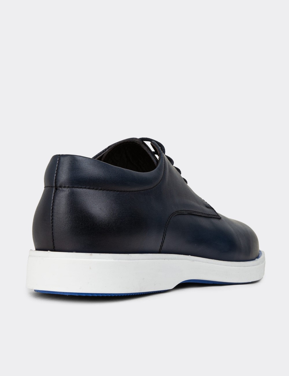 Navy Leather Lace-up Shoes - 01934MLCVC02