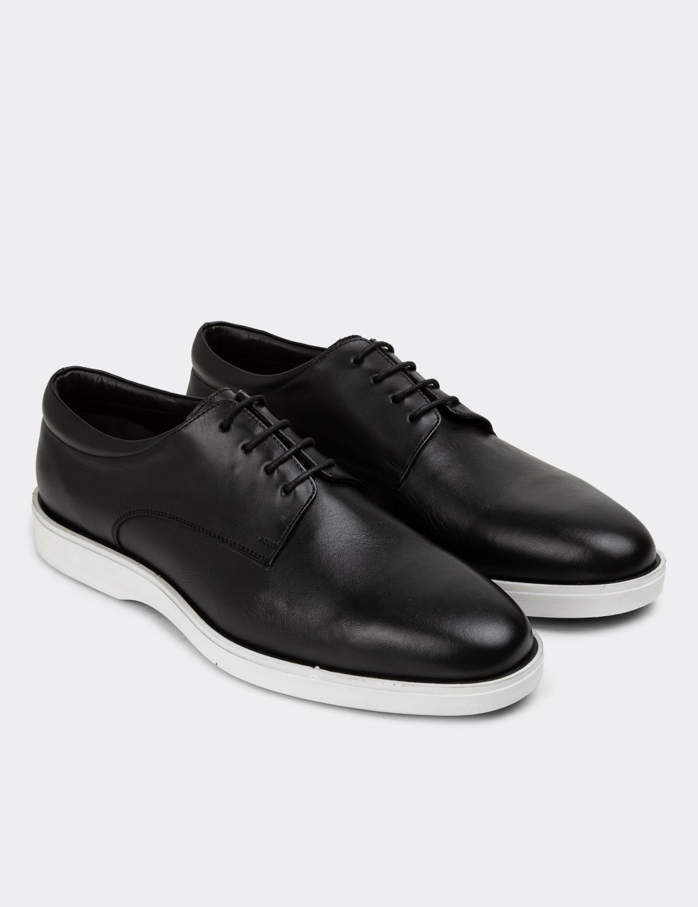 Black Leather Lace-up Shoes - 01934MSYHC04