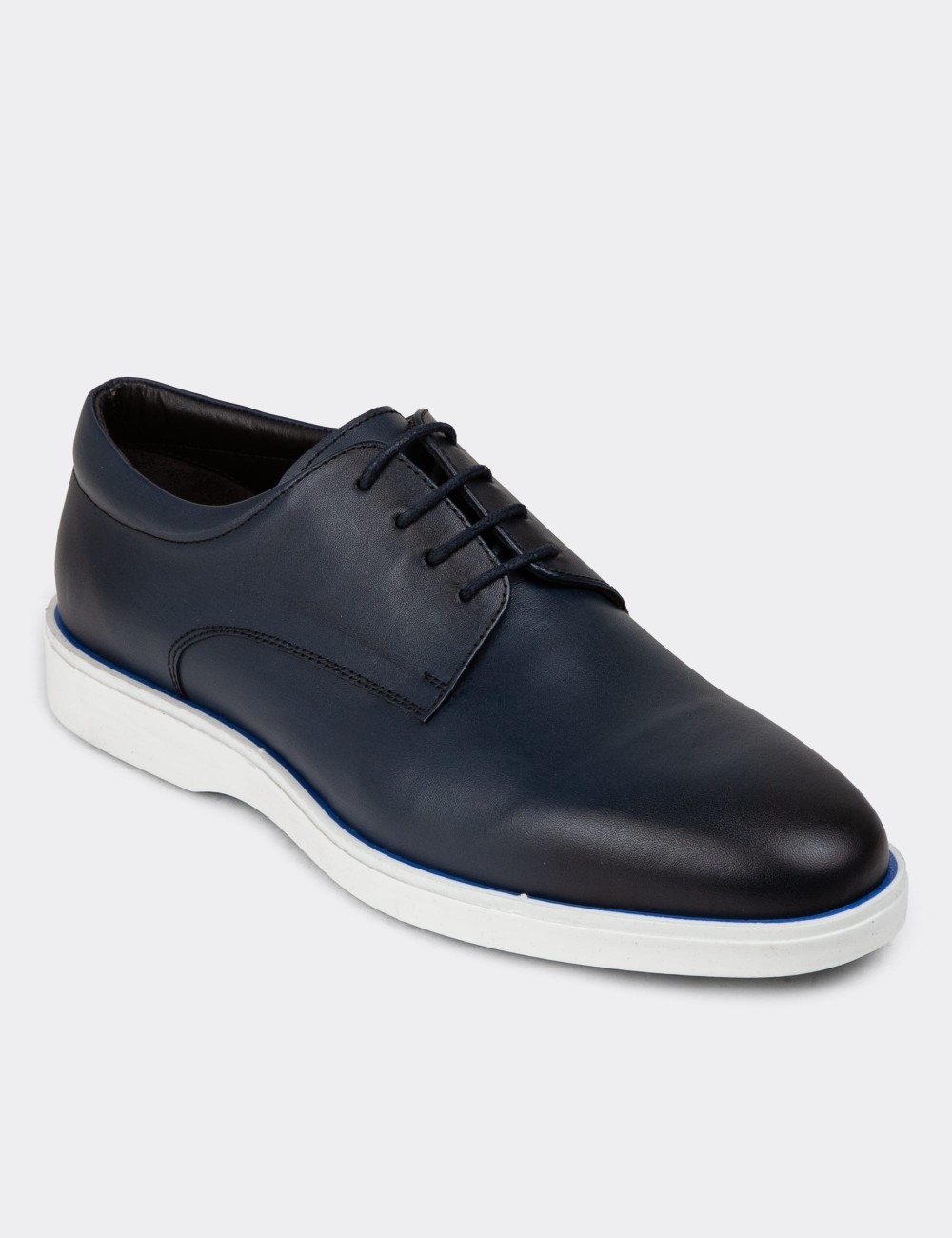 Navy Leather Lace-up Shoes - 01934MLCVC02