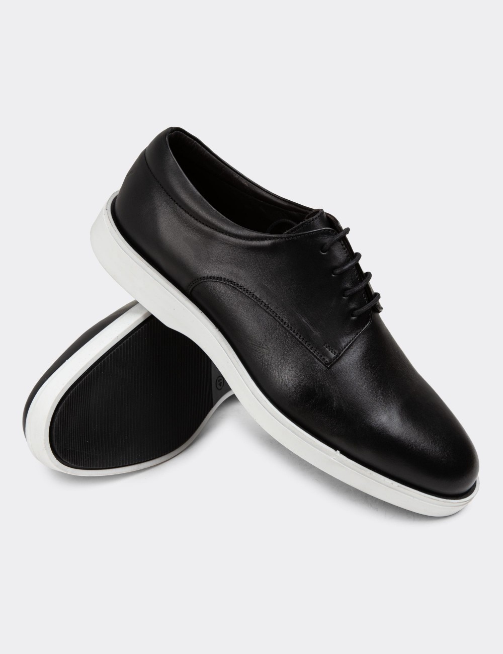 Black Leather Lace-up Shoes - 01934MSYHC04