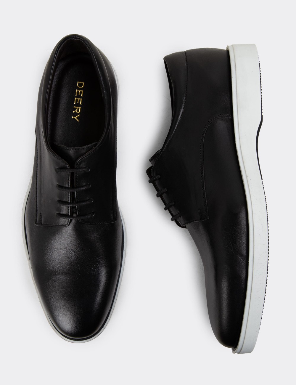 Black Leather Lace-up Shoes - 01934MSYHC04