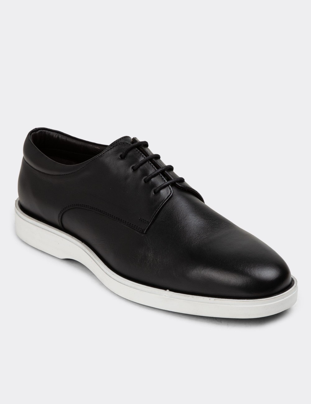 Black Leather Lace-up Shoes - 01934MSYHC04