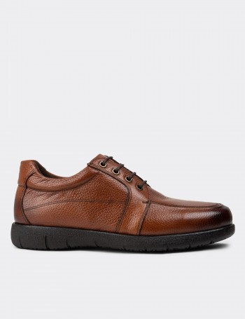 Tan Leather Lace-up Shoes - 01940MTBAC02