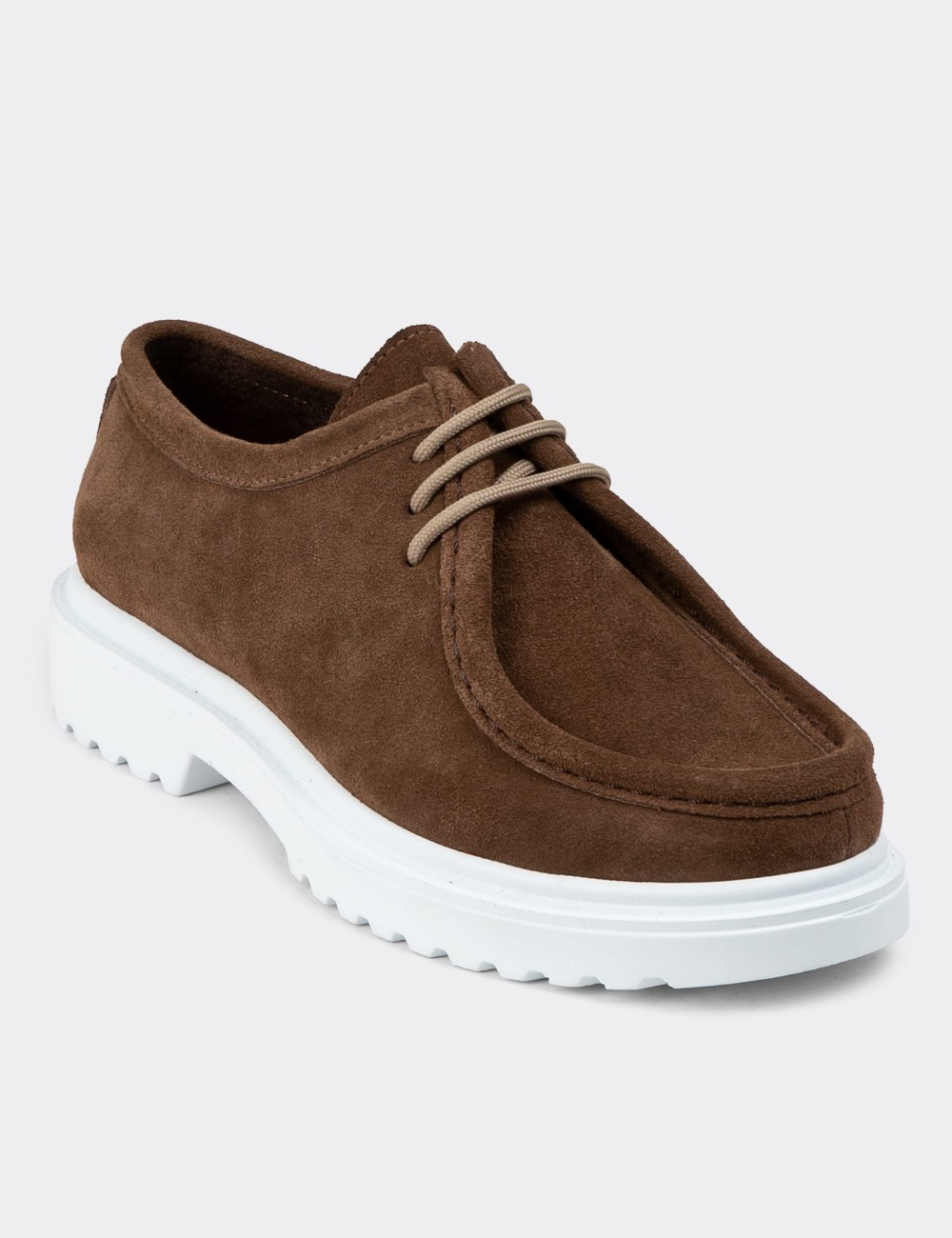 Sandstone Suede Leather Lace-up Shoes - 01935ZVZNC04
