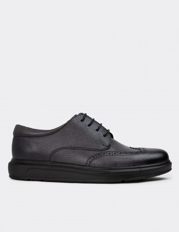 Gray Leather Lace-up Shoes - 01942MGRIP01