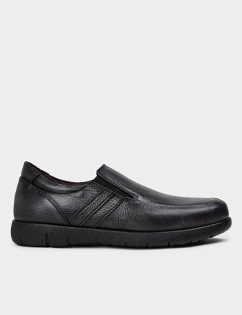 Anthracite Leather Loafers - 01946MANTC01