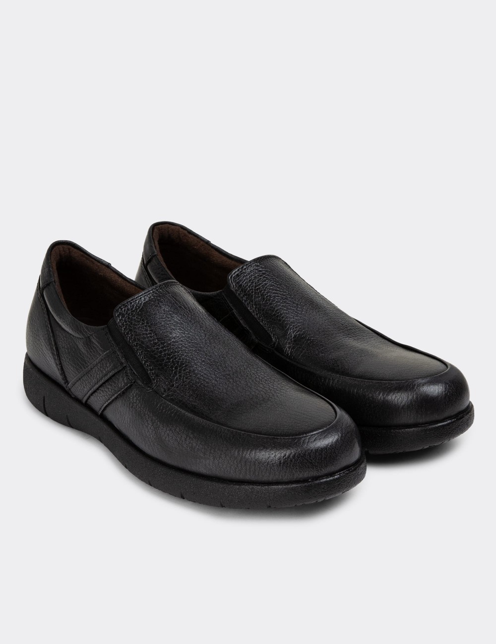 Anthracite Leather Loafers - 01946MANTC01