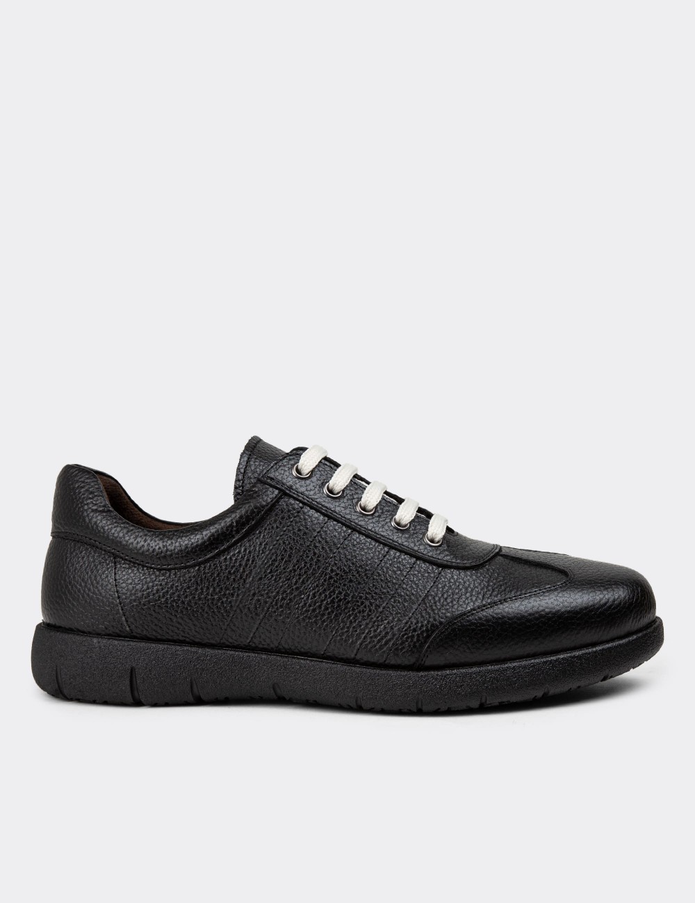 Black Leather Lace-up Shoes - 01950MSYHC03