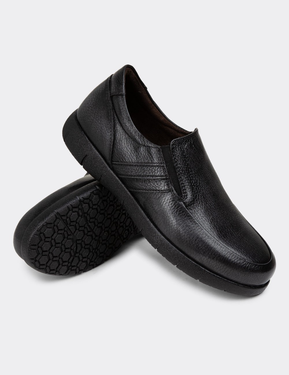 Anthracite Leather Loafers - 01946MANTC01