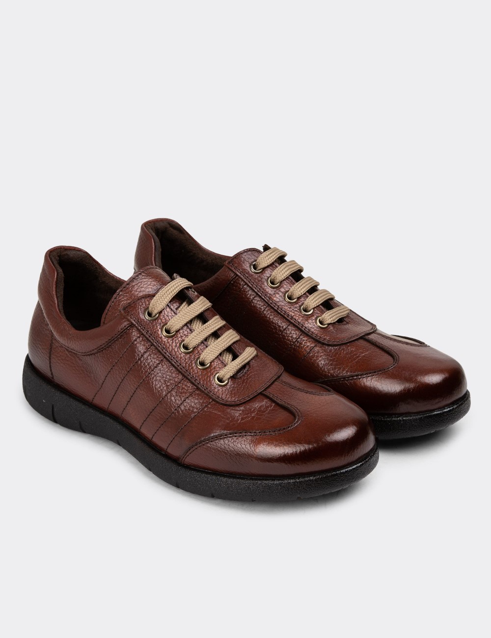 Copper Leather Lace-up Shoes - 01950MBKRC01