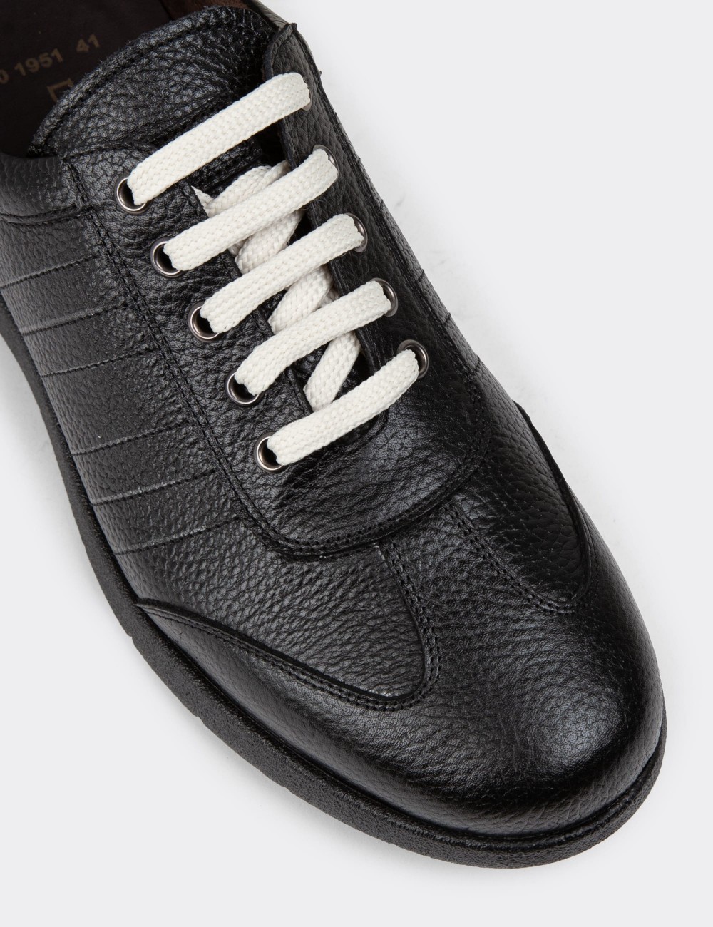 Black Leather Lace-up Shoes - 01950MSYHC03