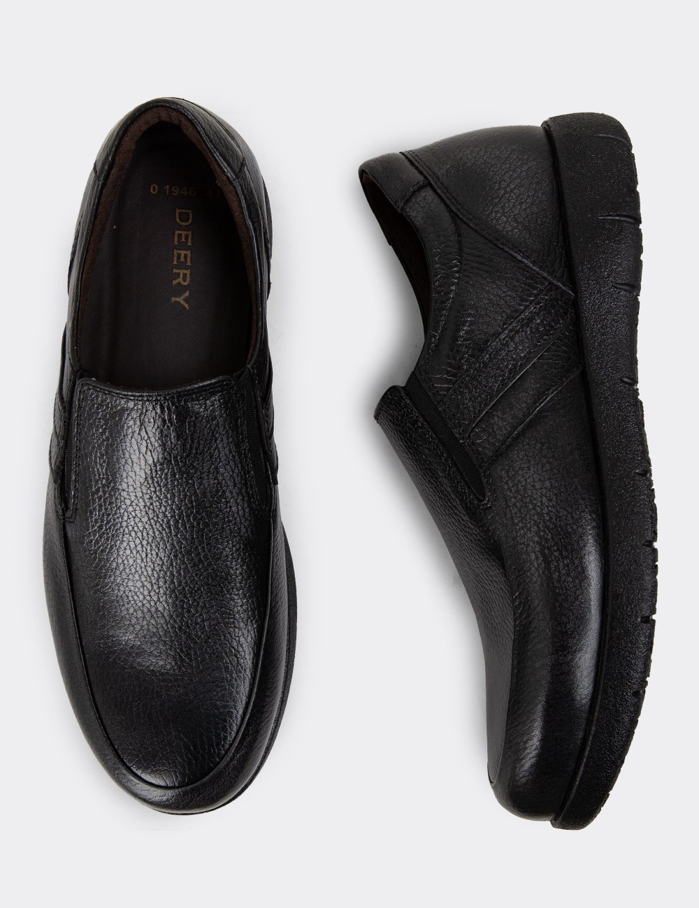 Anthracite Leather Loafers - 01946MANTC01