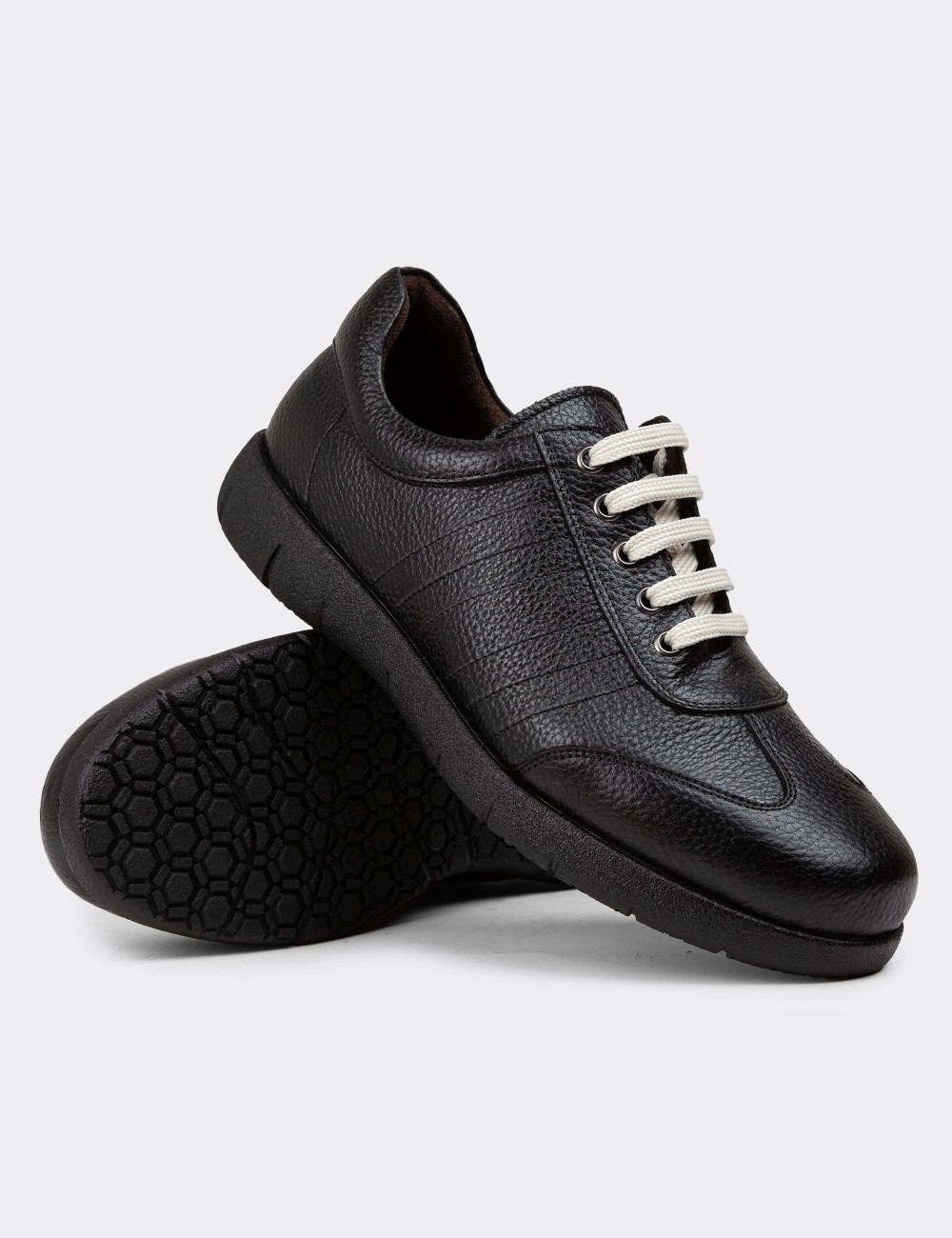 Black Leather Lace-up Shoes - 01950MSYHC03