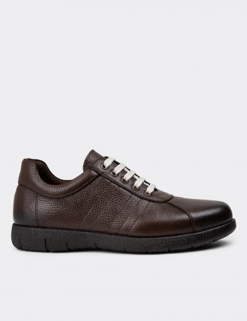 Brown Leather Lace-up Shoes - 01951MKHVC01