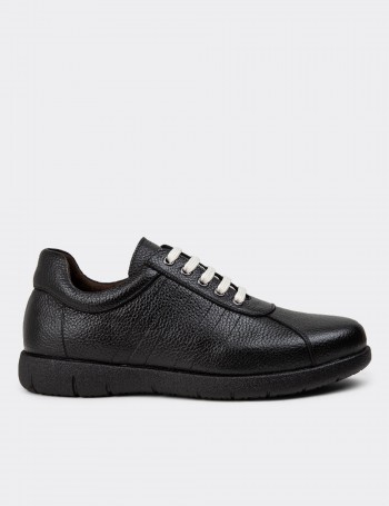 Black Leather Lace-up Shoes - 01951MSYHC03