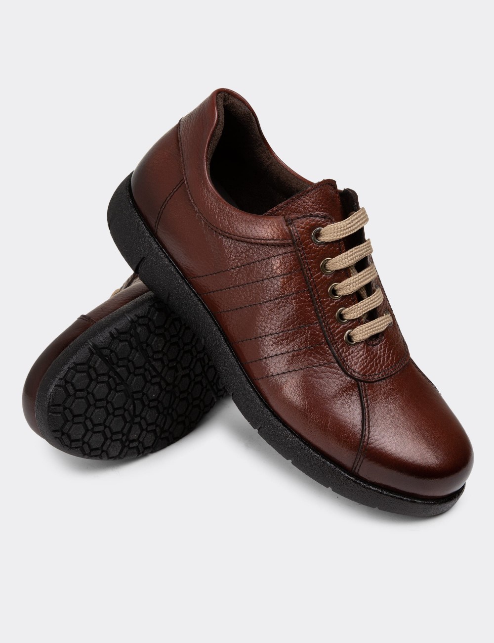 Copper Leather Lace-up Shoes - 01951MBKRC01