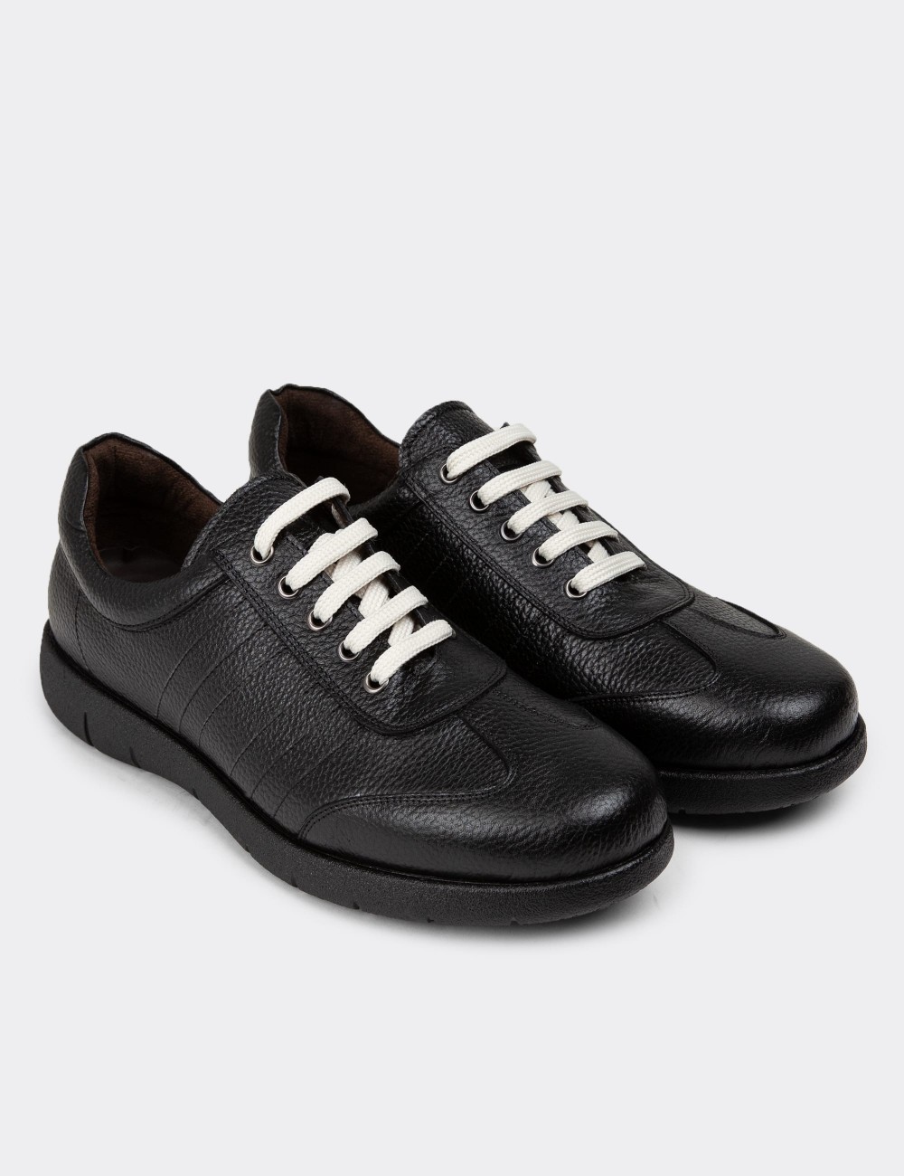 Black Leather Lace-up Shoes - 01950MSYHC03