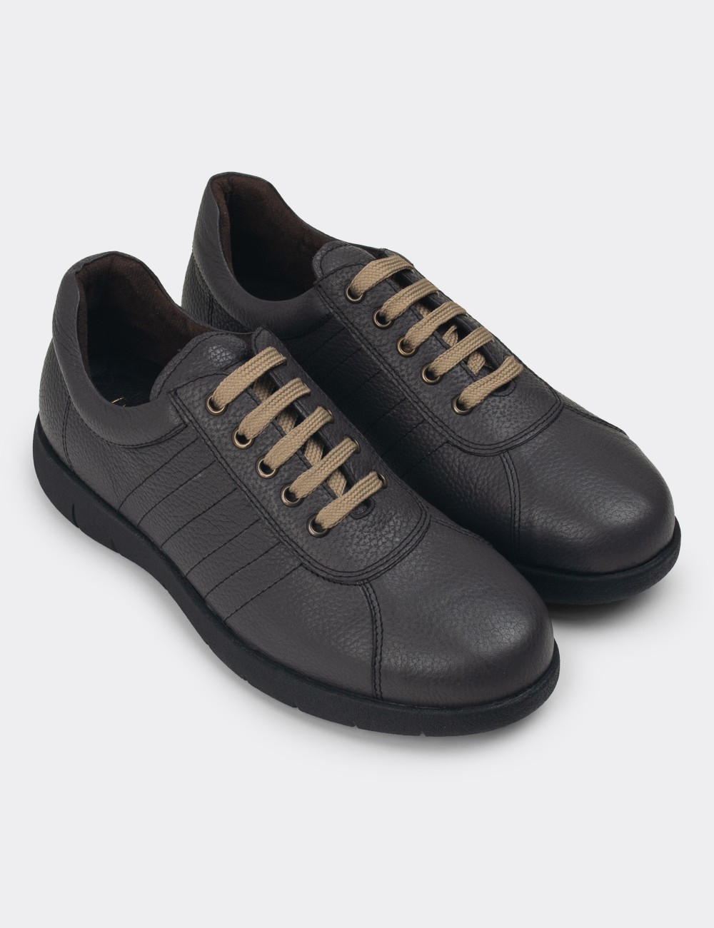 Gray Leather Lace-up Shoes - 01951MGRIC01