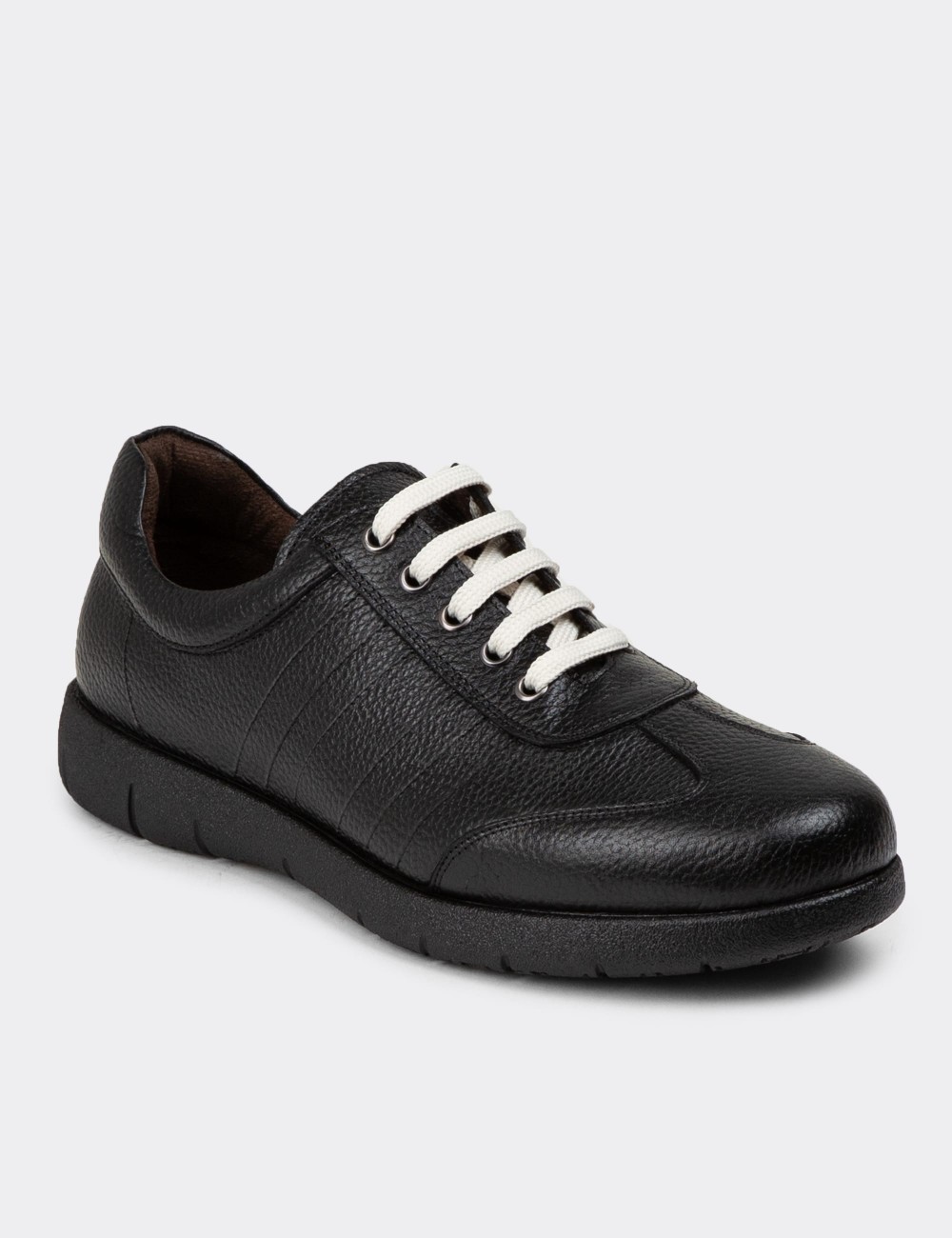 Black Leather Lace-up Shoes - 01950MSYHC03