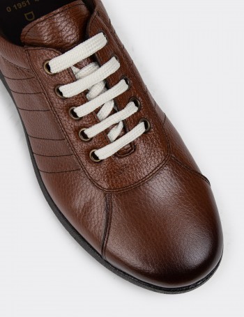 Tan Leather Lace-up Shoes - 01951MTBAC03