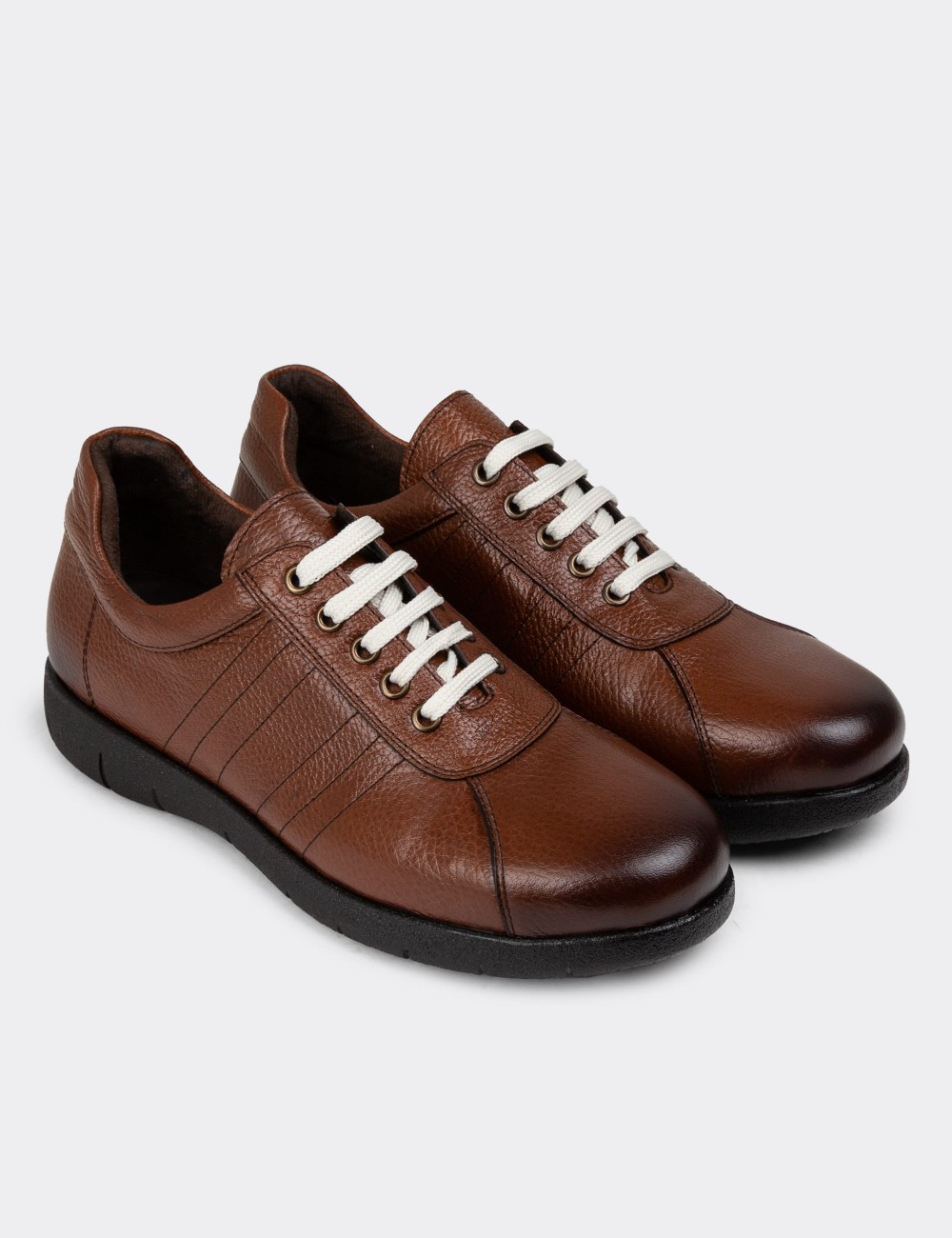 Tan Leather Lace-up Shoes - 01951MTBAC03