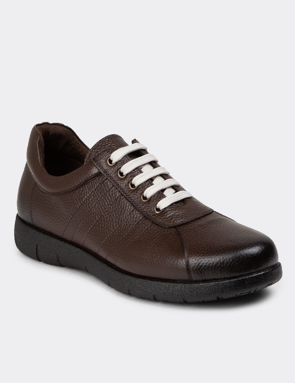 Brown Leather Lace-up Shoes - 01951MKHVC01