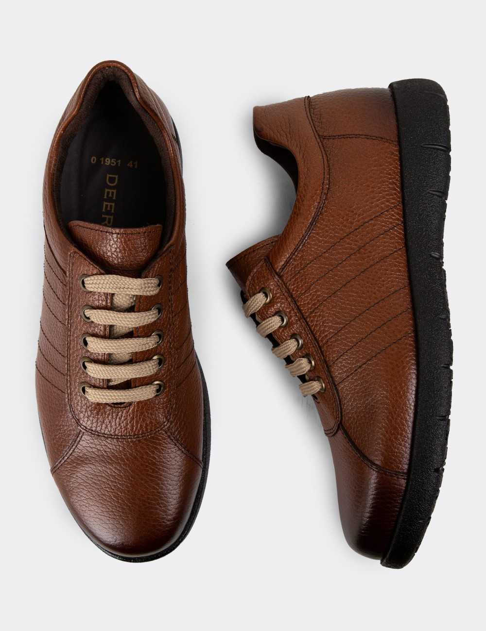 Tan Leather Lace-up Shoes - 01951MTBAC02