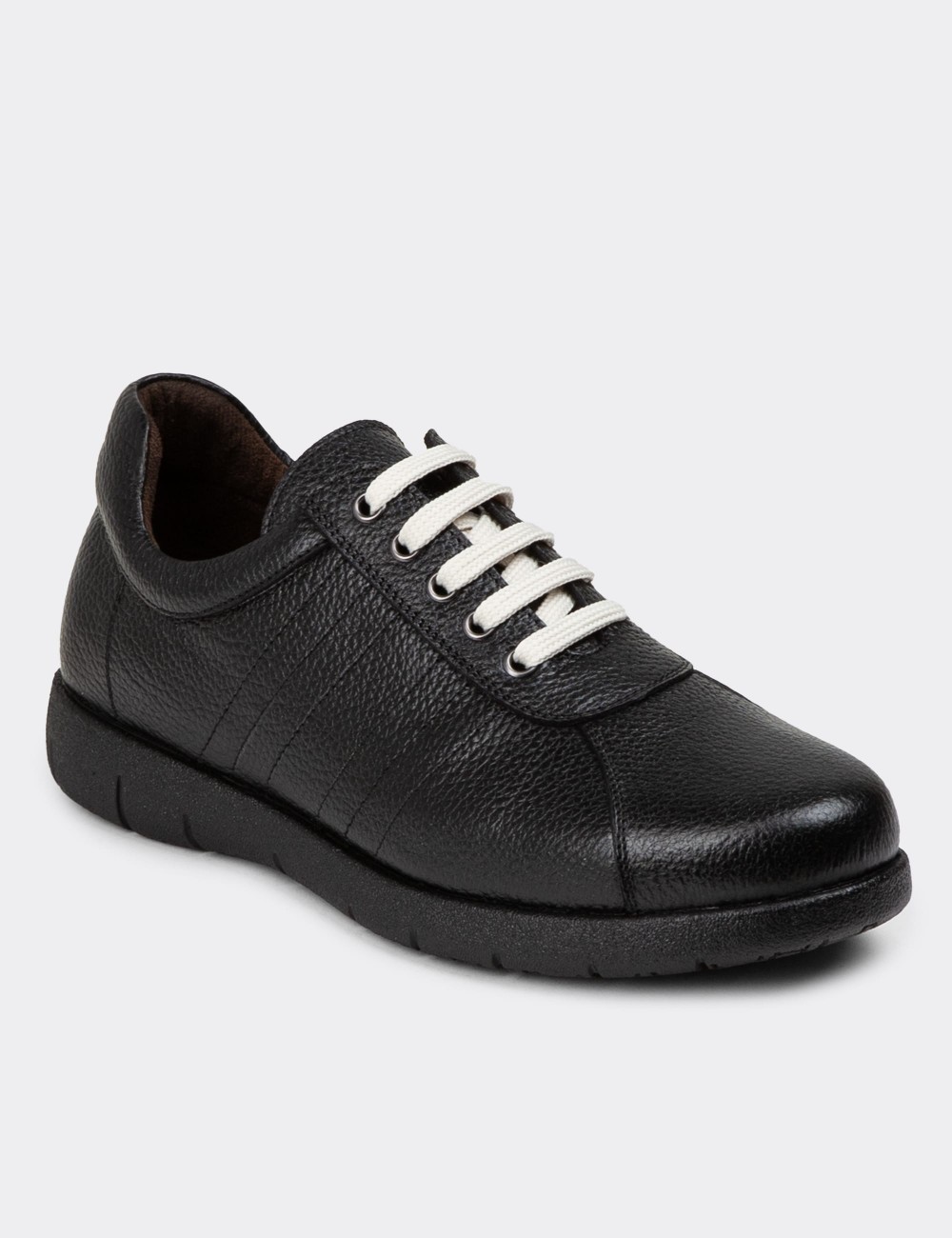 Black Leather Lace-up Shoes - 01951MSYHC03