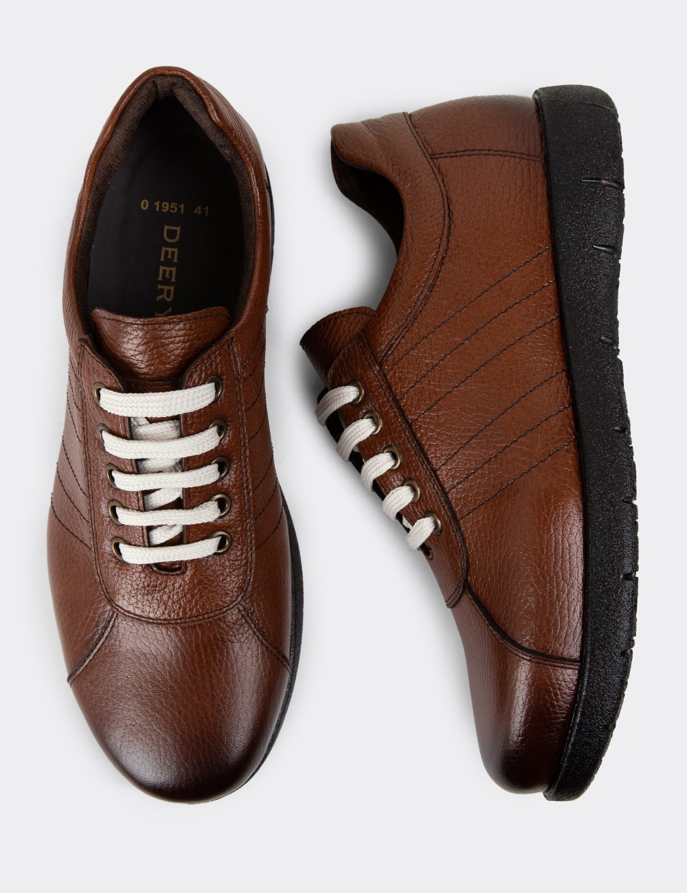 Tan Leather Lace-up Shoes - 01951MTBAC03